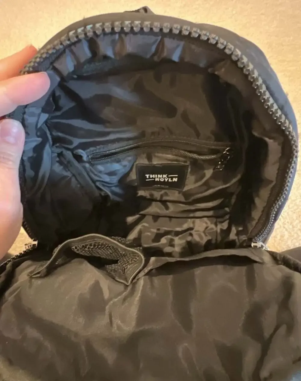 Think‎ Royln Black Quilted Nylon Backpack